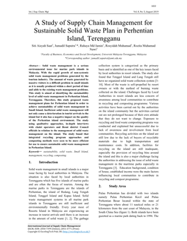 A Study of Supply Chain Management for Sustainable Solid Waste Plan In