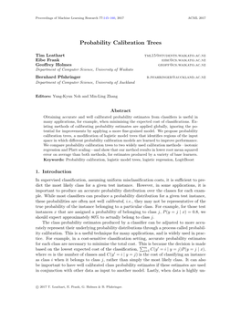 Probability Calibration Trees