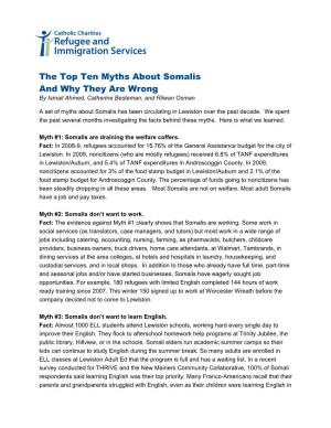 The Top Ten Myths About Somalis and Why They Are Wrong by Ismail Ahmed, Catherine Besteman, and Rilwan Osman