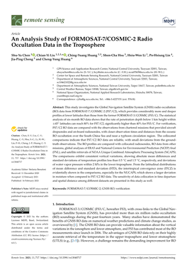 An Analysis Study of FORMOSAT-7/COSMIC-2 Radio Occultation Data in the Troposphere