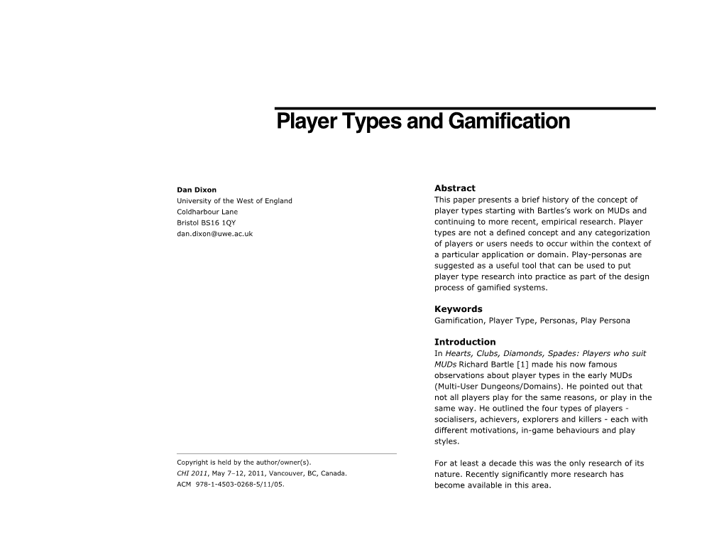 Player Types and Gamification