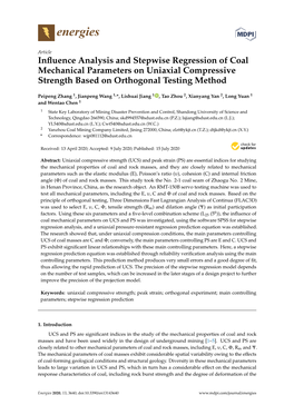 Influence Analysis and Stepwise Regression of Coal Mechanical