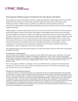 Stereotactic Radiosurgery Treatment for the Brain and Skull