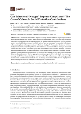 Can Behavioral “Nudges” Improve Compliance? the Case of Colombia Social Protection Contributions