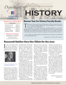 Roosevelt Neither Hero Nor Villain for the Jews Department Of