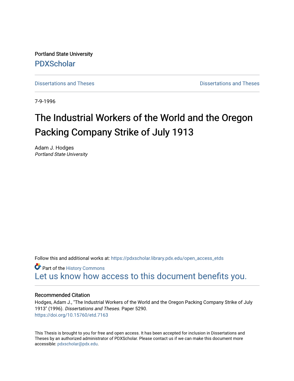 The Industrial Workers of the World and the Oregon Packing Company Strike of July 1913