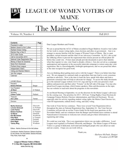 The Maine Voter Volume 30, Number 4 Fall 2013
