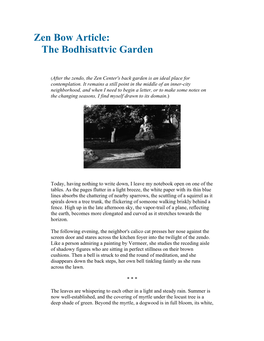 Zen Bow Article: the Bodhisattvic Garden