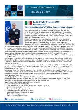 Stefano RUSSO ITALIAN Navy Commander Standing NATO Mine Countermeasure Group 2