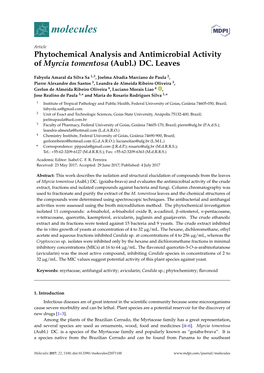 Phytochemical Analysis and Antimicrobial Activity of Myrcia Tomentosa (Aubl.) DC