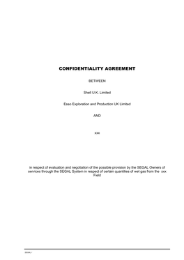 Industry Model Form: Confidentiality Agreement