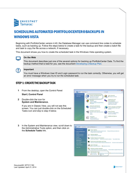 Scheduling Automatated Portfoliocenter Backups In