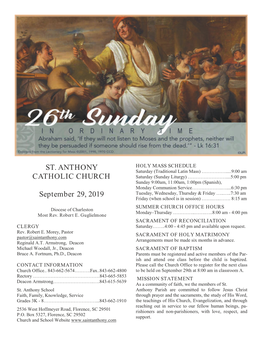 ST. ANTHONY CATHOLIC CHURCH September 29, 2019