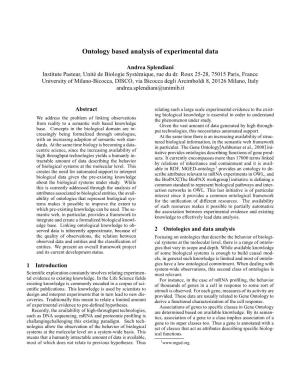 Ontology Based Analysis of Experimental Data