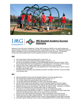 IMG Baseball Academy Success Highlights