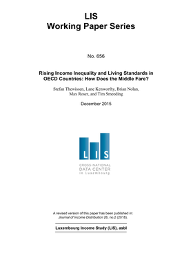 Rising Income Inequality and Living Standards in OECD Countries: How Does the Middle Fare?