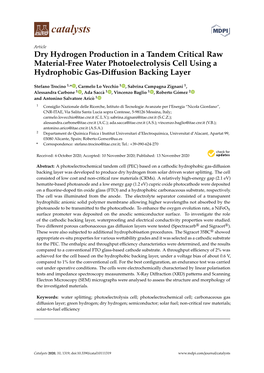 Dry Hydrogen Production in a Tandem Critical Raw Material-Free Water Photoelectrolysis Cell Using a Hydrophobic Gas-Diﬀusion Backing Layer