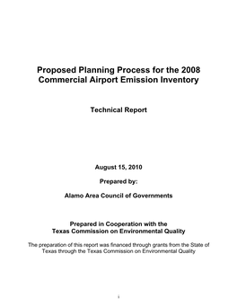 Proposed Planning Process for the 2008 Commercial Airport Emission Inventory