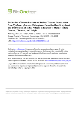 Evaluation of Screen Barriers on Redbay Trees to Protect Them From