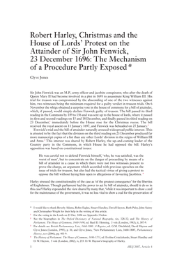 Robert Harley, Christmas and the House of Lords' Protest on The