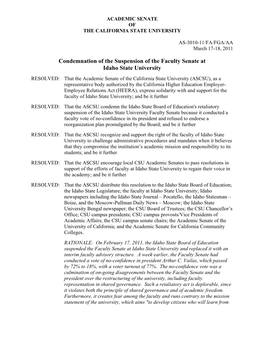 AS-3010-11/FA/FGA/AA Condemnation of the Suspension Of