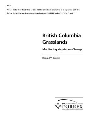 British Columbia Grasslands: Monitoring Vegetation Change