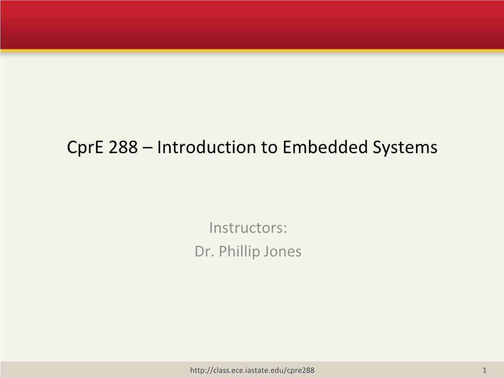 Cpre 288 – Introduction to Embedded Systems