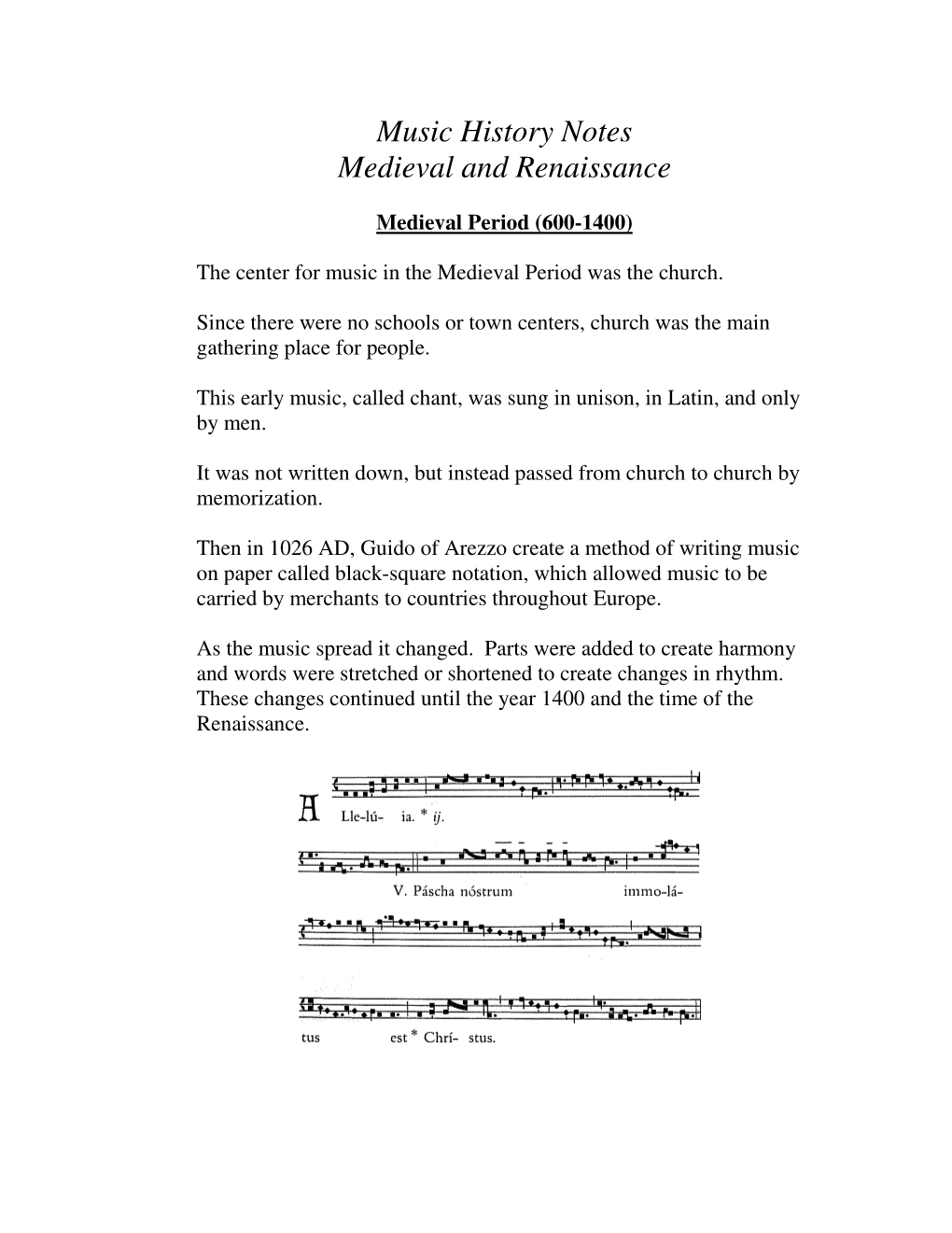 Music History Notes Medieval and Renaissance