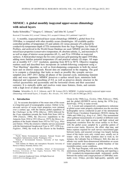 MIMOC: a Global Monthly Isopycnal Upperocean Climatology with Mixed