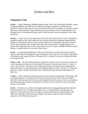 Of Mice and Men Character List