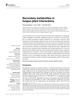 Secondary Metabolites in Fungus-Plant Interactions