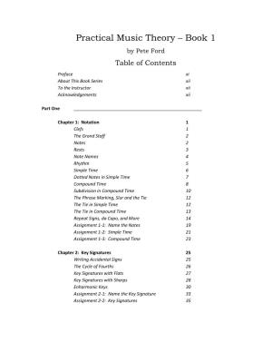 Practical Music Theory – Book 1 by Pete Ford Table of Contents