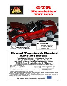 2016 05 MAY GTR News