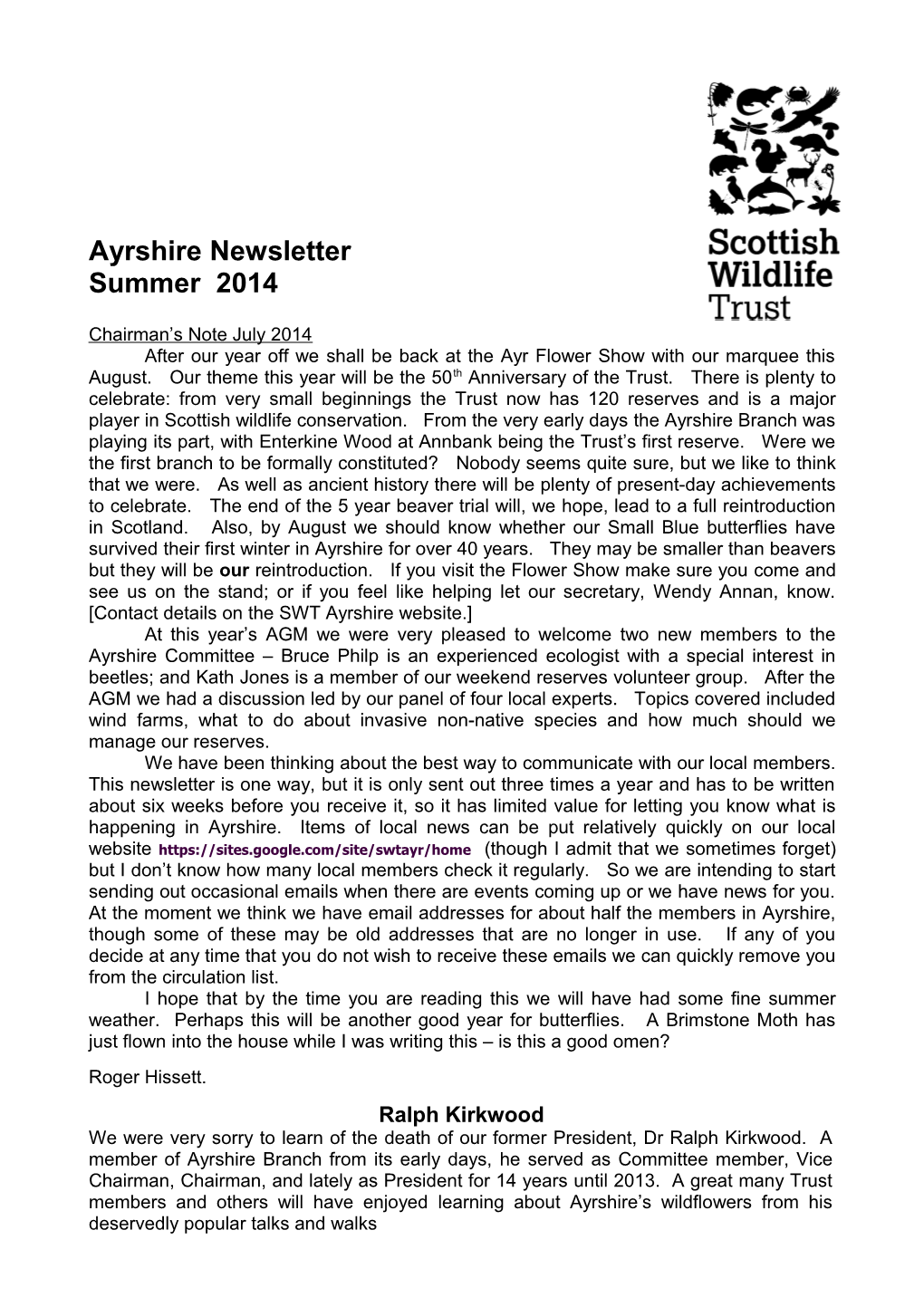 Ayrshire Newsletter