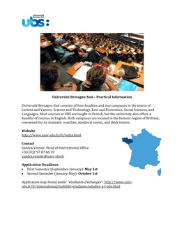 Université Bretagne-Sud – Practical Information Université Bretagne