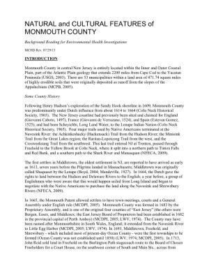 Natural and Social Features of Monmouth County