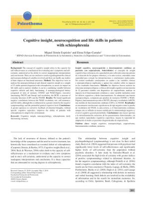 Cognitive Insight, Neurocognition and Life Skills in Patients with Schizophrenia