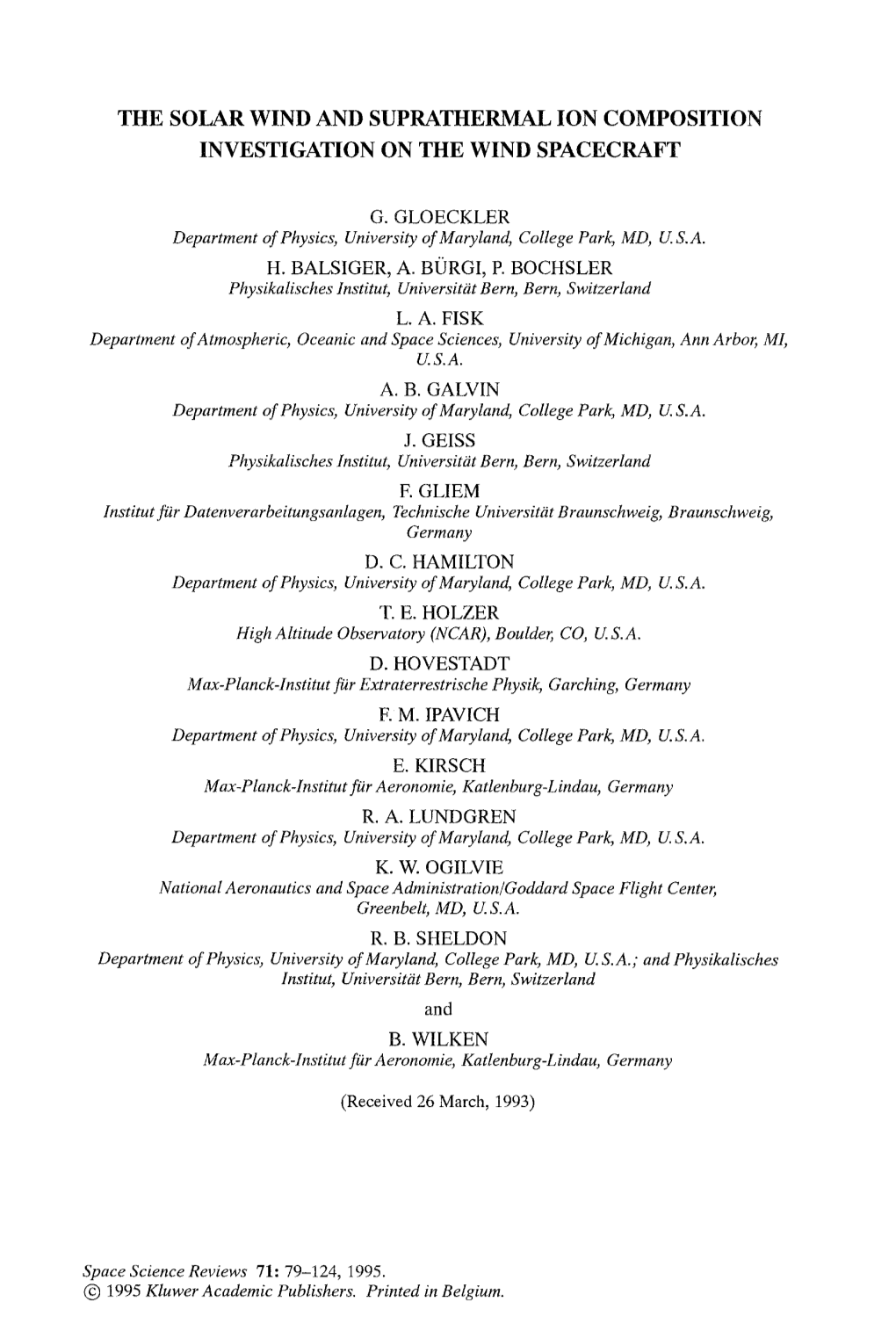 The Solar Wind and Suprathermal Ion Composition Investigation on the Wind Spacecraft