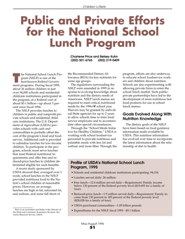 Public and Private Efforts for the National School Lunch Program