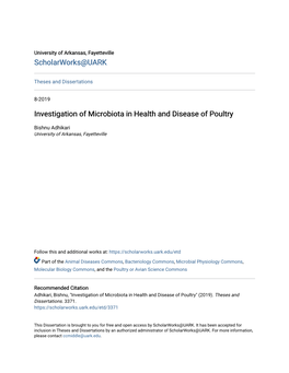 Investigation of Microbiota in Health and Disease of Poultry