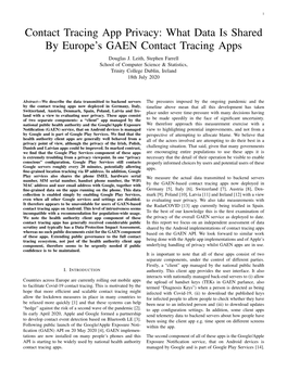 What Data Is Shared by Europe's GAEN Contact Tracing Apps