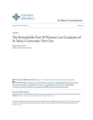 The Remarkable First 50 Women Law Graduates of St. Mary's University