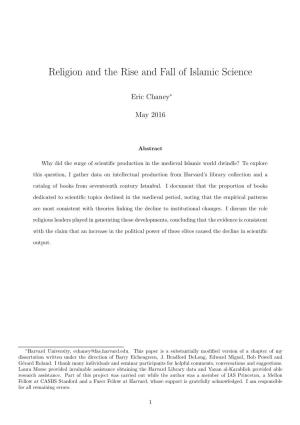 Religion and the Rise and Fall of Islamic Science