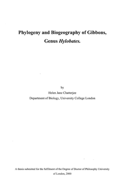 Phylogeny and Biogeography of Gibbons, Genus Hylobates