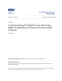 Commercializing the Digital Canvas: Renewing Rights of Attribution for Artists in the Networked Economy Jon M