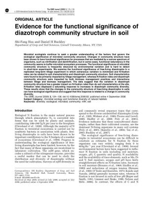 Evidence for the Functional Significance of Diazotroph Community Structure in Soil