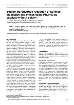 Sodium Borohydride Reduction of Ketones, Aldehydes and Imines