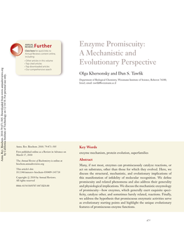 Enzyme Promiscuity: a Mechanistic and Evolutionary Perspective