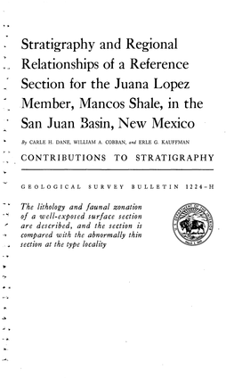 Stratigraphy and Regional Relationships of a Reference Section for the Juana Lopez Member, Mancos Shale, in the San Juan Basin, New Mexico