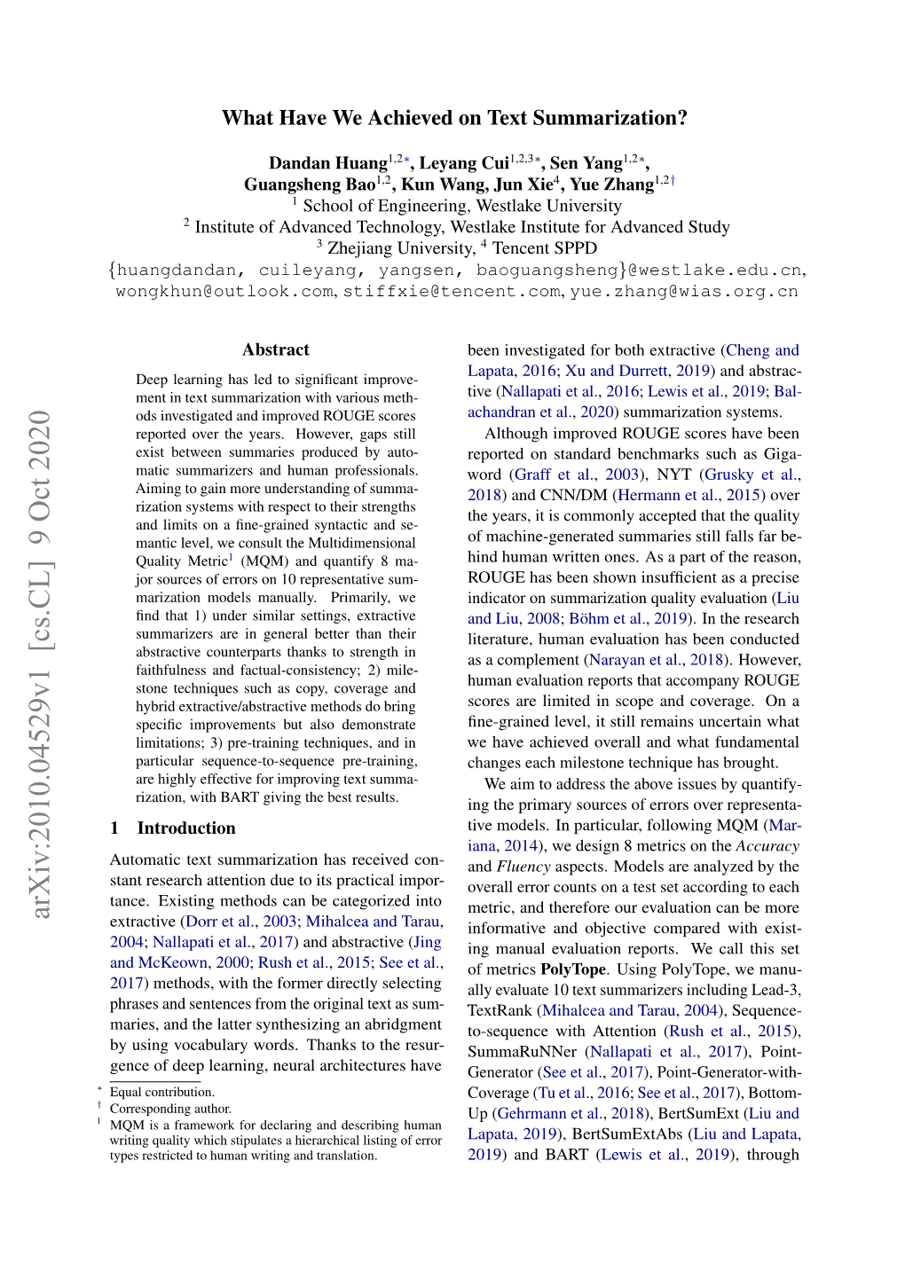 Arxiv:2010.04529V1 [Cs.CL] 9 Oct 2020